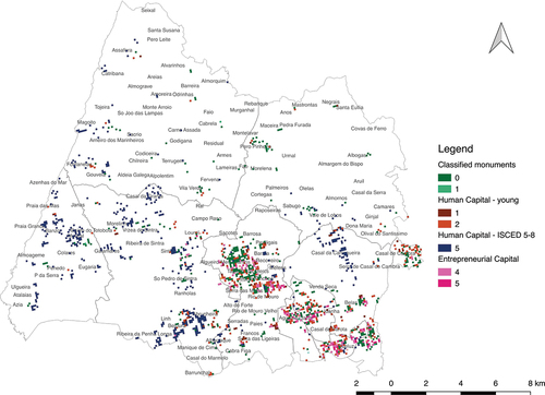 Figure 4. Example of Sintra’s SWOT analysis spatialisation: combining the strengths category in a single map.