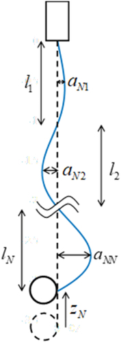 Figure 8. Rope vibration when the tension distribution in the length direction is large.