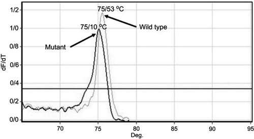Figure 3 Melting curve of the wild-type and mutant DNA samples.
