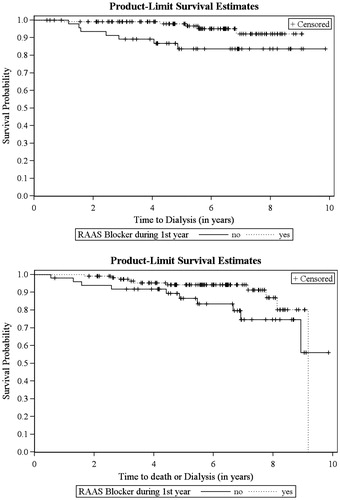 Figure 3. Kaplan–Meier curves of graft survival and patient or graft survival.