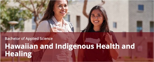 Figure 2. University of Hawai‘i degree in Indigenous health knowledges https://westoahu.hawaii.edu/academics/degrees/applied-science/hawaiian-and-indigenous-health-and-healing/.