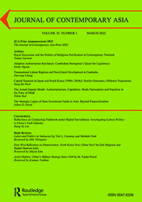 Cover image for Journal of Contemporary Asia, Volume 52, Issue 1, 2022