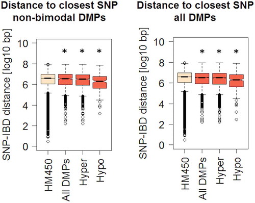 Figure 4. Genomic distances between IBD-related DMPs and known risk SNPs.