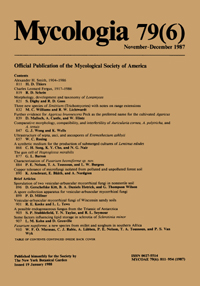 Cover image for Mycologia, Volume 79, Issue 6, 1987