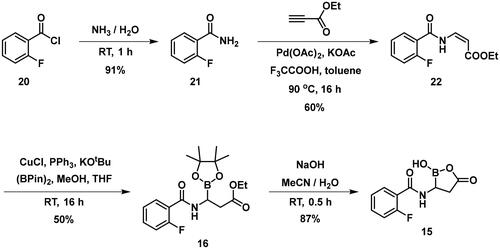 Scheme 3. The synthesis of branched boronic acid derivatives.