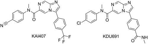 Figure 6. Structures of KAI407 and optimised KDU691.