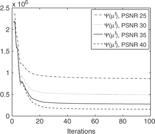 Figure 9. Objective function evolution for reconstruction with noise.