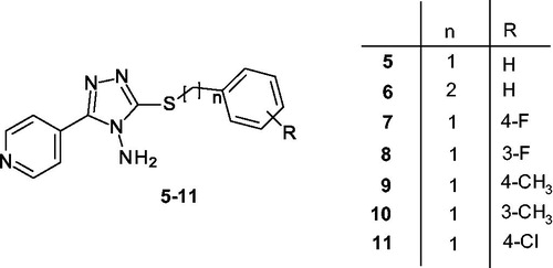 Scheme 1. Designed pyridinyltriazole derivatives 5–11 inspired by compound 3.