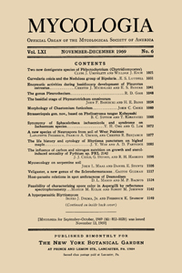 Cover image for Mycologia, Volume 61, Issue 6, 1969