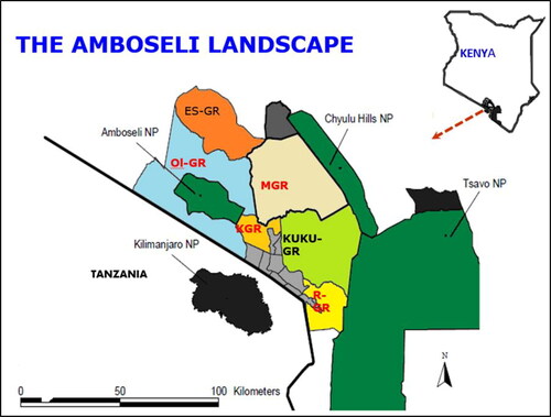 Figure 1. The Amboseli landscape and its location in Kenya (adopted from Okello et al., Citation2011).