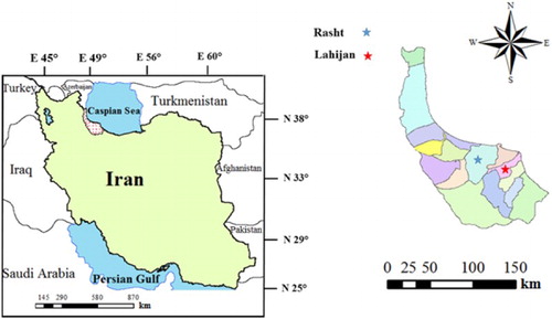 Figure 1. Location of the study area and meteorological stations from which the measurement data were obtained.