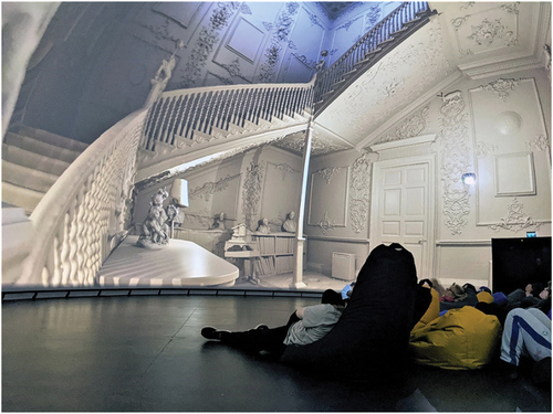 Figure 7. Event for general audiences, showcasing the Powderham Castle inside a spherical 15 m-diameter immersive dome.