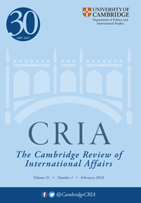 Cover image for Cambridge Review of International Affairs, Volume 31, Issue 1, 2018