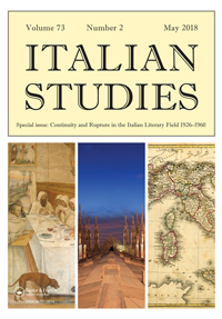 Cover image for Italian Studies, Volume 73, Issue 2, 2018