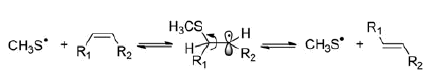 Scheme 5. Reaction mechanism for the cis-trans isomerization catalyzed by CH3S• radicals.
