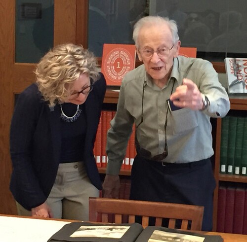Harold Osher with former USM provost, Dr. Jeannine Uzzi, 23 April 2018, examining materials from OML’s newly donated Hamilton-Thayer Collection. Photo: Matthew Edney
