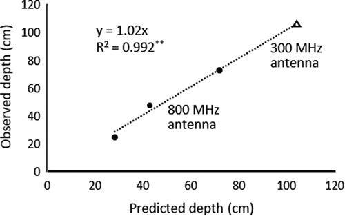 Figure 4. Relationship between predicted and observed effective soil depth.Effective soil depth is defined as a soil thickness overlying a petroplinthic horizon.