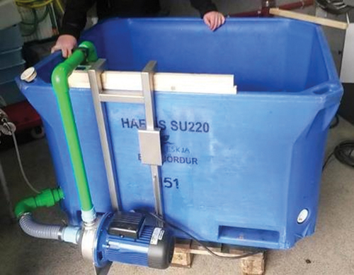 Figure 1. 1000 L tub for onboard RSW trial.