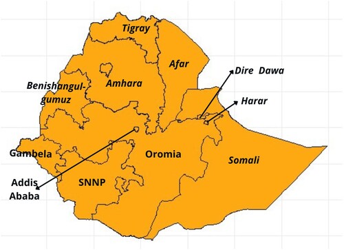 Figure 1. Map of Ethiopia.