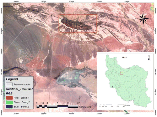 Figure 1. An overview of the study area in Tehran Province, Iran, Sentinel images.