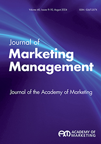 Cover image for Journal of Marketing Management, Volume 40, Issue 9-10, 2024