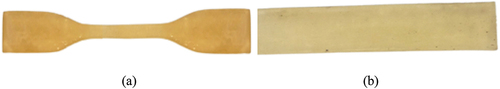 Figure 1. Prepared specimens for (a) tensile test (b) flexural test.