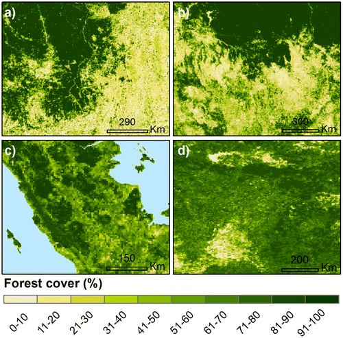 Figure 4. Regional details of the integrated forest cover map.