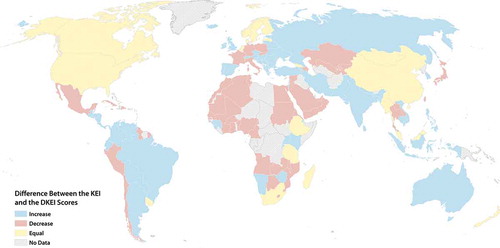 Figure 4. The geography of the differences between the KEI and the DKEI scores.