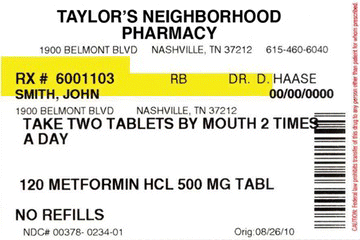 Figure 2 Traditional medication label: Example shown to patients for purpose of discussion. (Color figure available online.)