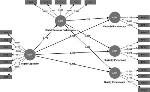 Figure 2. Outer model (measurement model output).