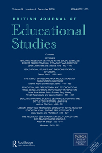 Cover image for British Journal of Educational Studies, Volume 64, Issue 4, 2016