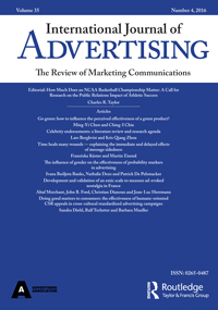 Cover image for International Journal of Advertising, Volume 35, Issue 4, 2016