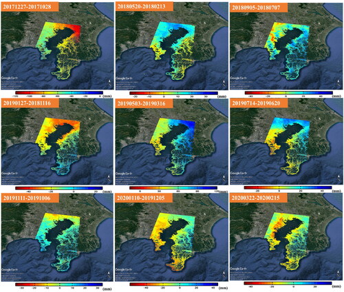 Figure 7. Examples of LOS displacement images.