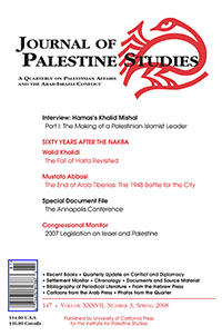 Cover image for Journal of Palestine Studies, Volume 37, Issue 3, 2008