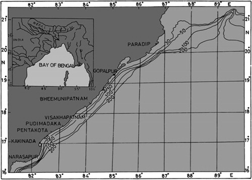 Figure 1. Map showing grouper landing centres off the north Andhra region.