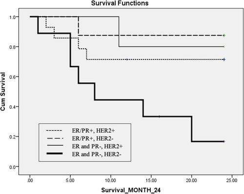 Figure 4 Two-year survival rate based on ER, PR, and HER2 status.