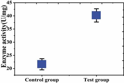 Figure 7. Comparison of SODs enzyme activity between the two groups