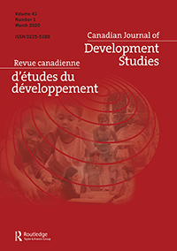 Cover image for Canadian Journal of Development Studies / Revue canadienne d'études du développement, Volume 41, Issue 1, 2020
