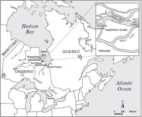 Fig. 1.  Location of the study site Fort Albany First Nations in Ontario, Canada.