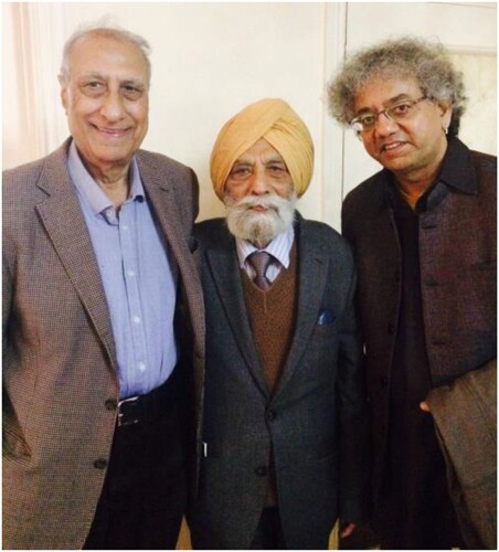Figure 4. Aulia and Kanwal with Aulia’s brother-in-law and son of Ustad Alla Rakha, the percussionist and djembe player Ustad Taufiq Qureshi, at the Namdhari gurudwara in East London, on 5 August 2017.