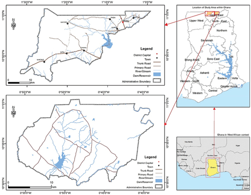 Figure 2. The study districts in the UER of Ghana.