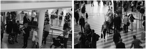 Figure 13. Greeting situations between business passengers and partners waiting: (a) shaking hands, (b) getting instructions in the waiting area for business. Source: own.