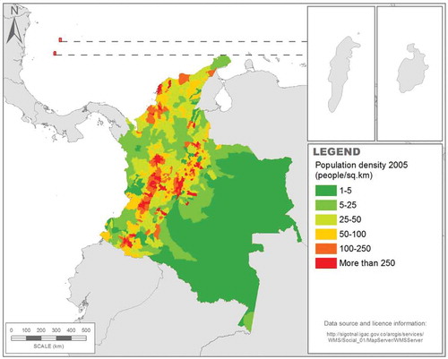 Figure 2. Population density in Colombia