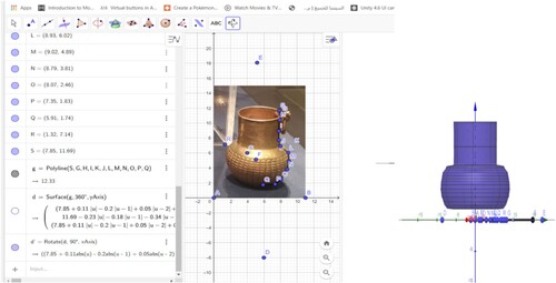 Figure 8. The modelling approach of the first ancient Egyptian vase using Polyline.