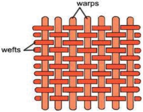 Figure 3. Definition of warp (vertical) and weft (horizontal) direction in fabric (Satish et al., Citation2018).