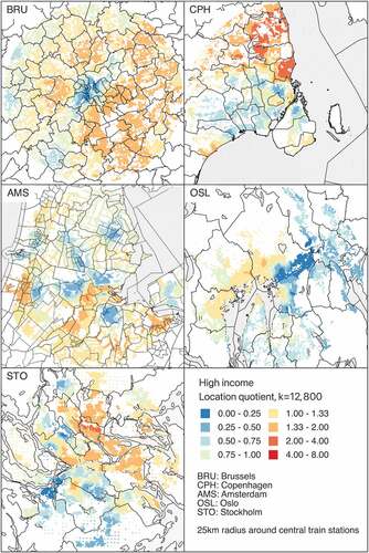 Figure 9. Location quotients for affluence at k = 12,800