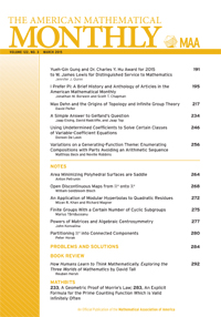 Cover image for The American Mathematical Monthly, Volume 122, Issue 3, 2015