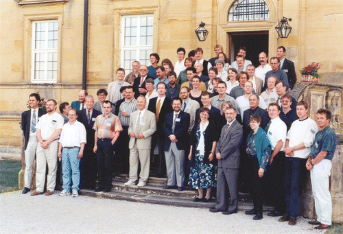 Photo 2. Otto Hutzinger (Center) where he was happiest, surrounded by his colleagues and friends.