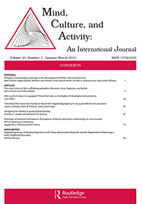 Cover image for Mind, Culture, and Activity, Volume 26, Issue 1, 2019