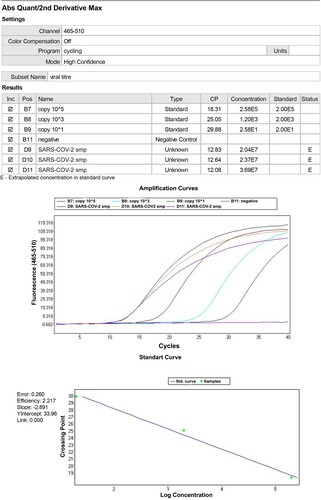 Figure 5. qRT-PCR results for SARS-COV-2 harvest samples cultivated in Vero CCL-81 cell line.